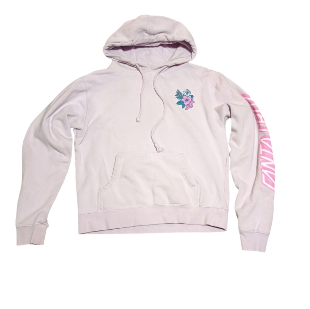 Santa Cruz Skateboards Light Pink Hoodie with Floral Design Youth Size Medium